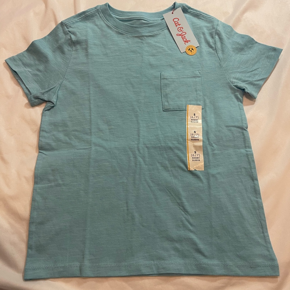 NWT Cat & Jack Aqua Pocket Tee